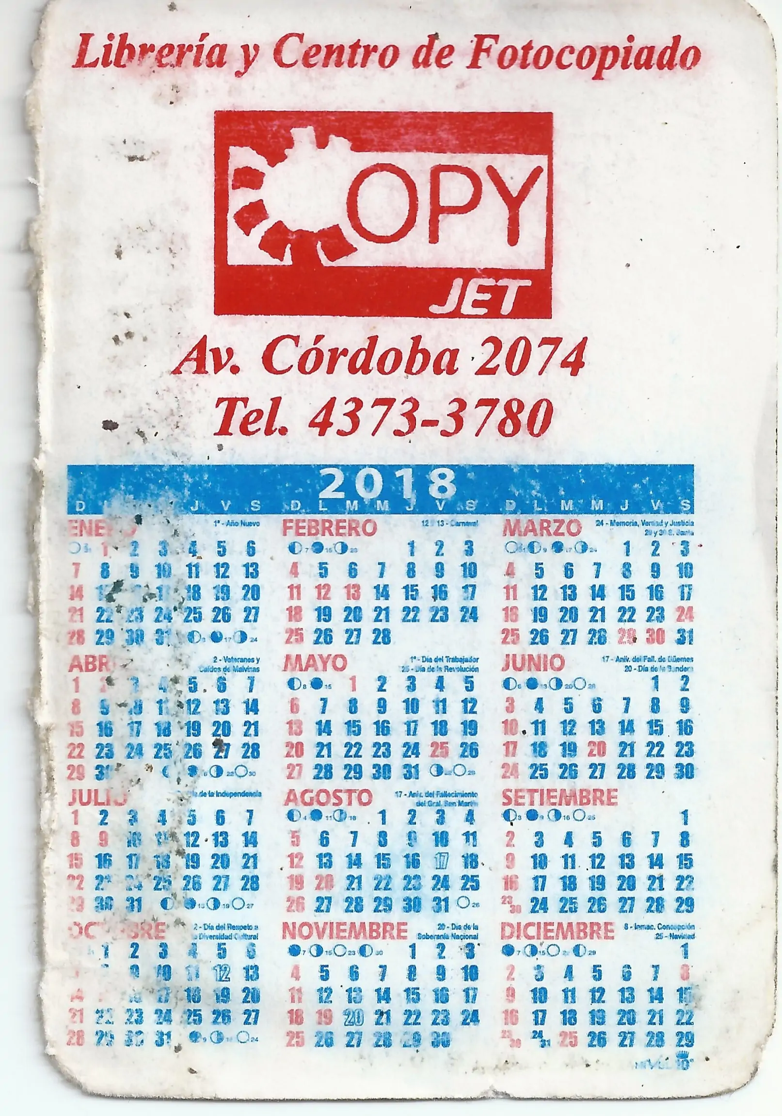 Copy Jet calendar 2018, Avenida Cordoba 2074, Buenos Aires
